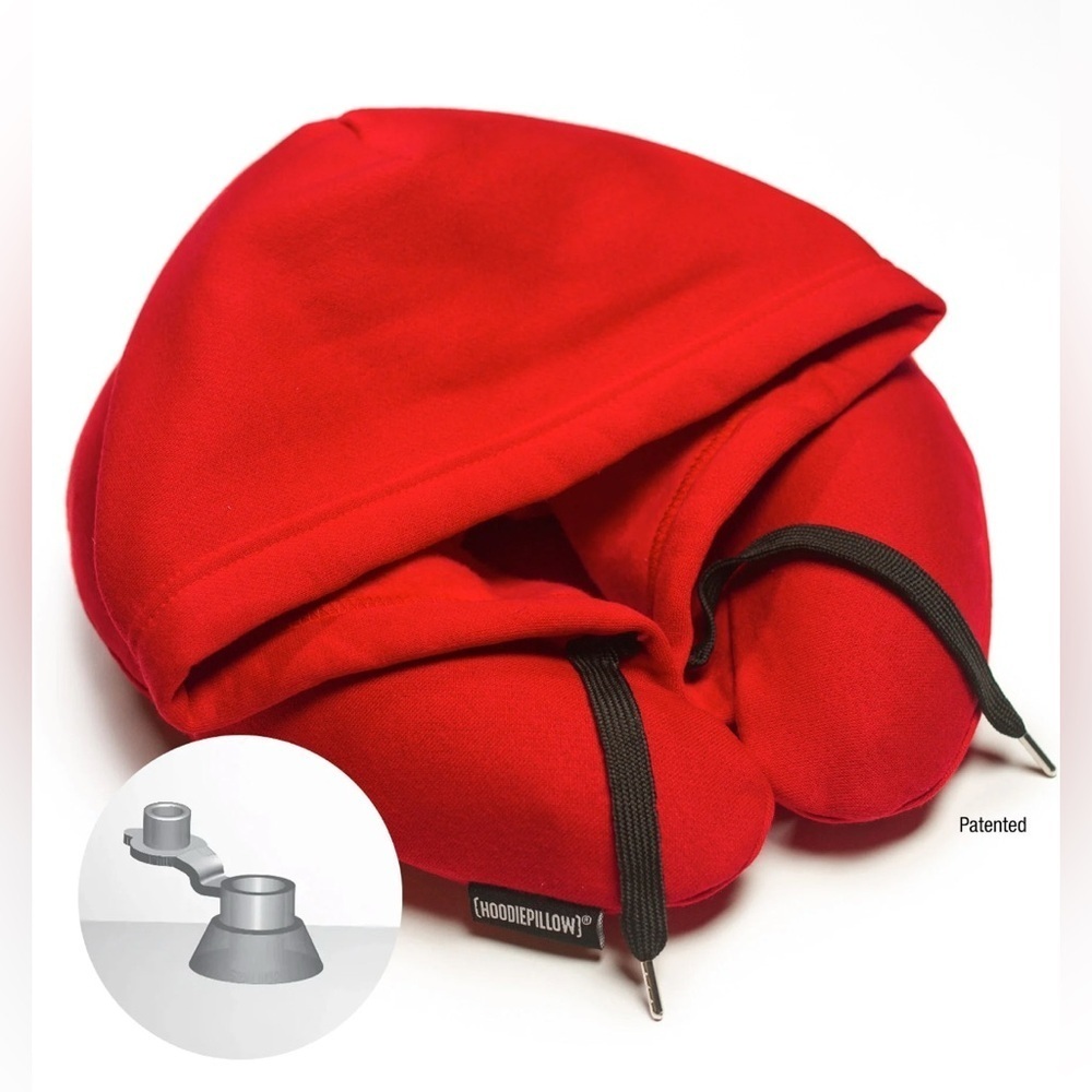 Unisex Inflatable Hooded Travel Red HoodiePillow
